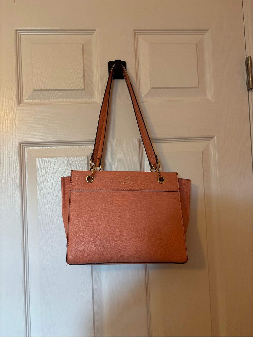 Nanette Lepore Coral Pink Shoulder Tote with Gold Hardware